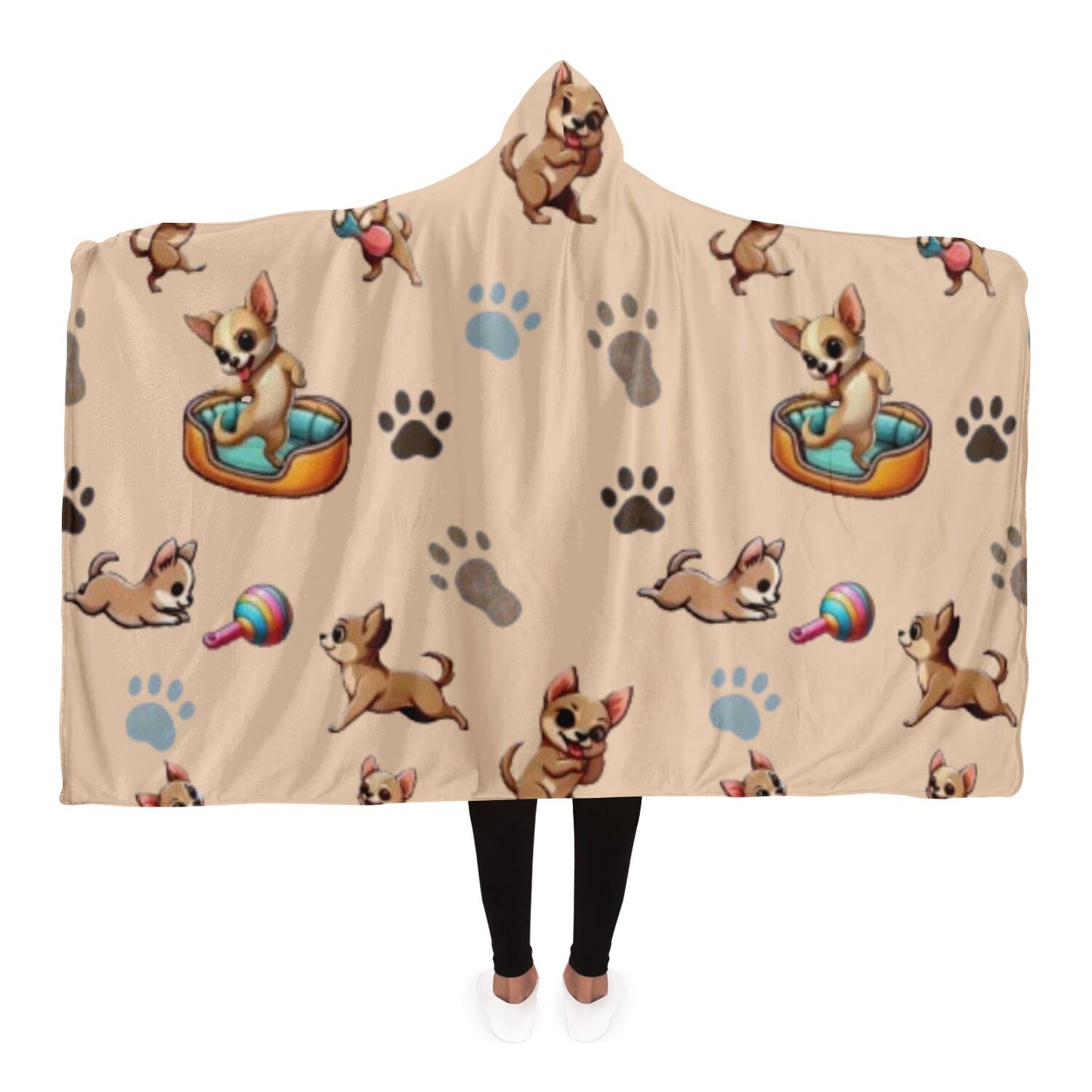 Playful Chihuahuas Hooded Blanket