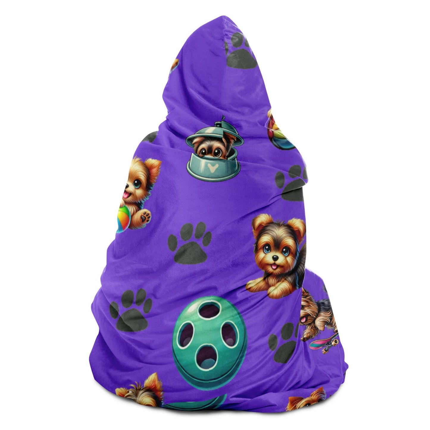 Playful Yorkshire Terrier Hooded Blanket