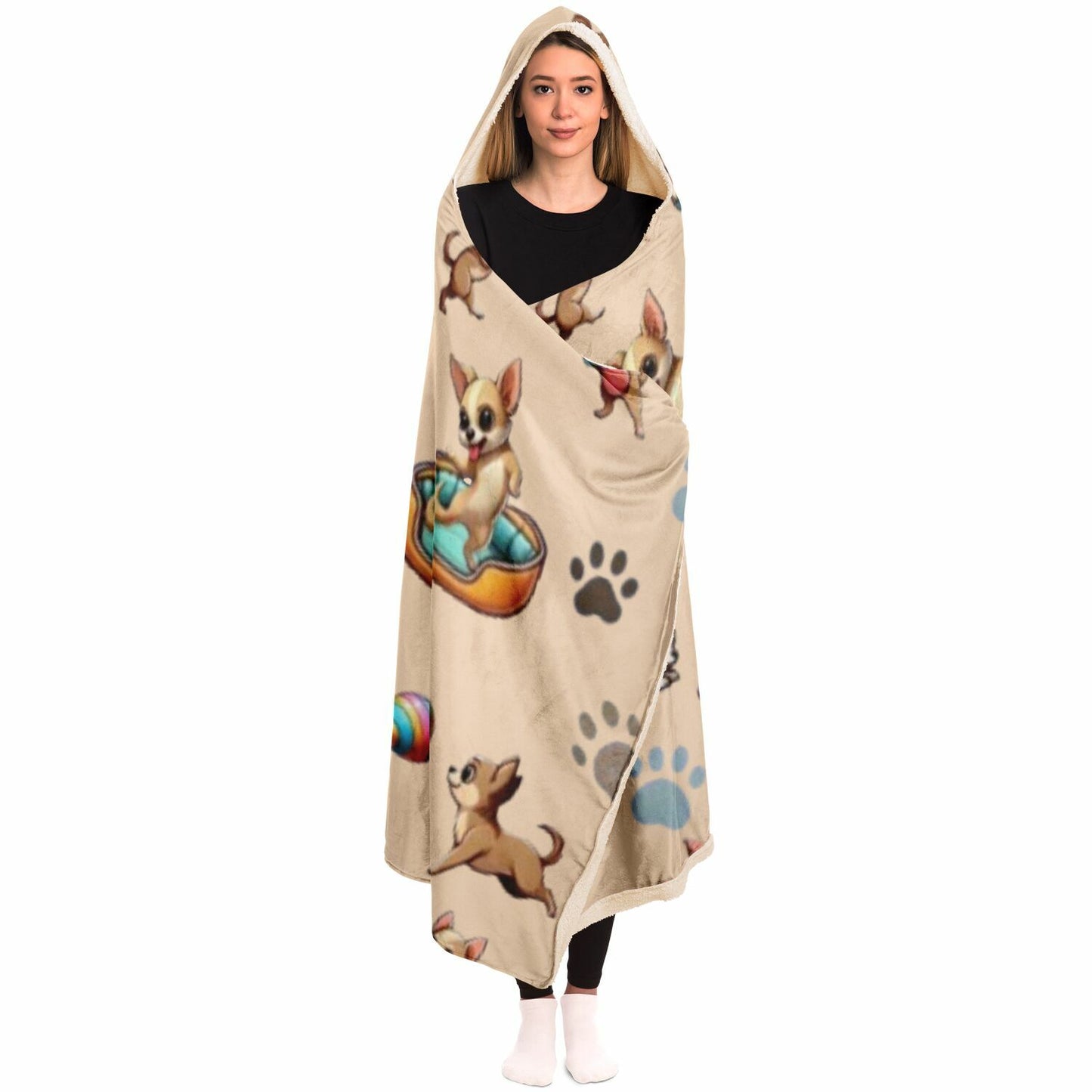 Playful Chihuahuas Hooded Blanket