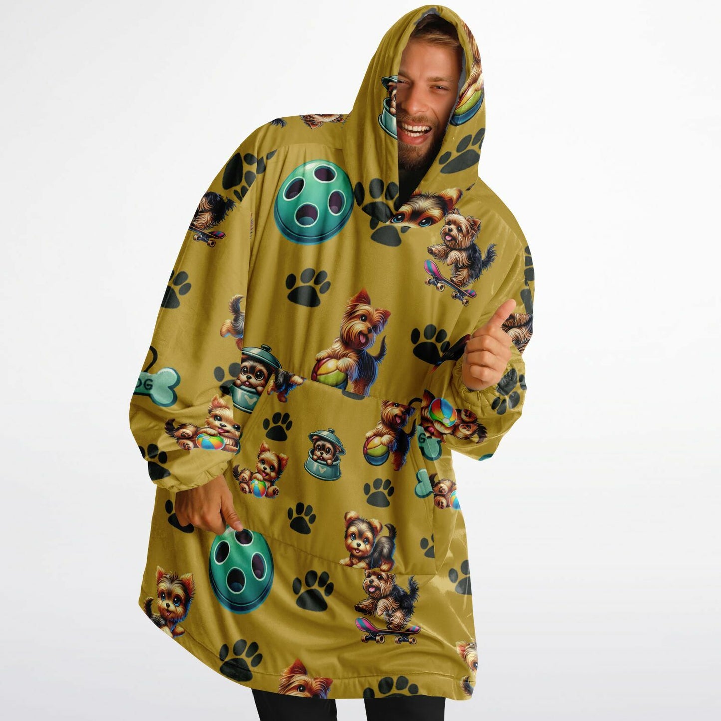 Playful Yorkshire Terrier Snug Hoodie (Gold)